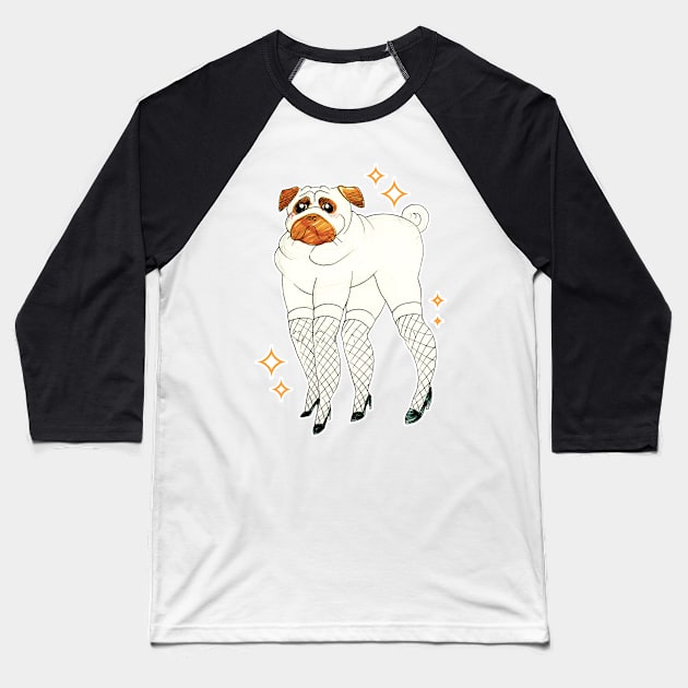 Pug With Lady Legs Baseball T-Shirt by saradaboru
